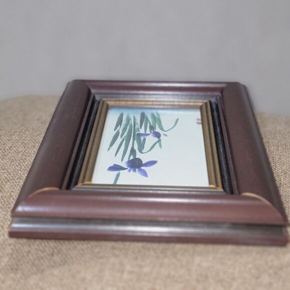 Irises Late Meiji Era Framed Postcard Hand painted On Silk Adhered To Cardstock - Picture 10 of 15